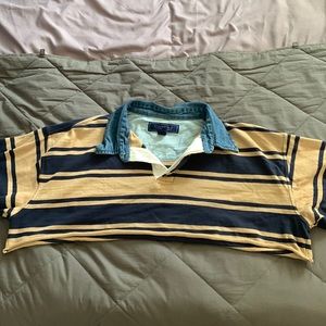 Cropped striped polo, size L
